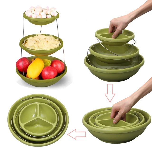 Bol torsadé pliable à 3 niveaux pour les trempettes et les bonbons