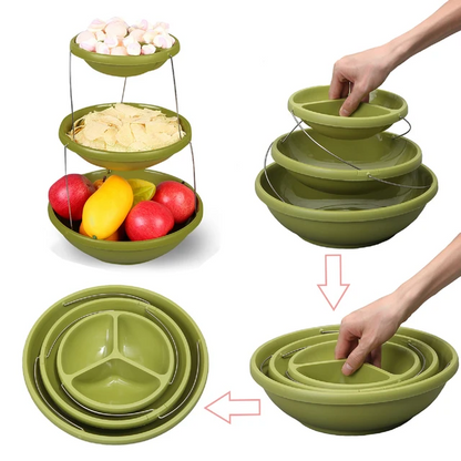Bol torsadé pliable à 3 niveaux pour les trempettes et les bonbons