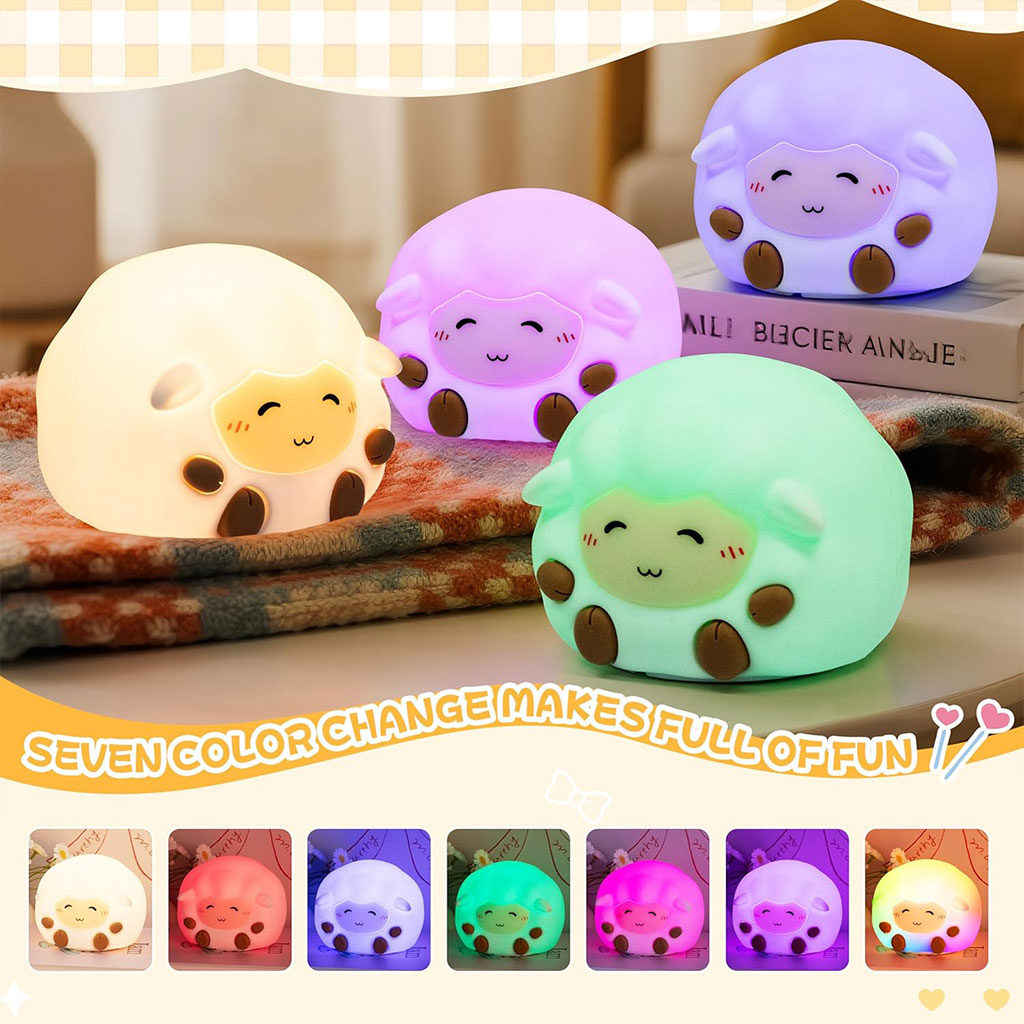 Veilleuse Mouton pour Enfants Lampe LED souple et rechargeable – مصباح سيليكون لغرف الأطفال