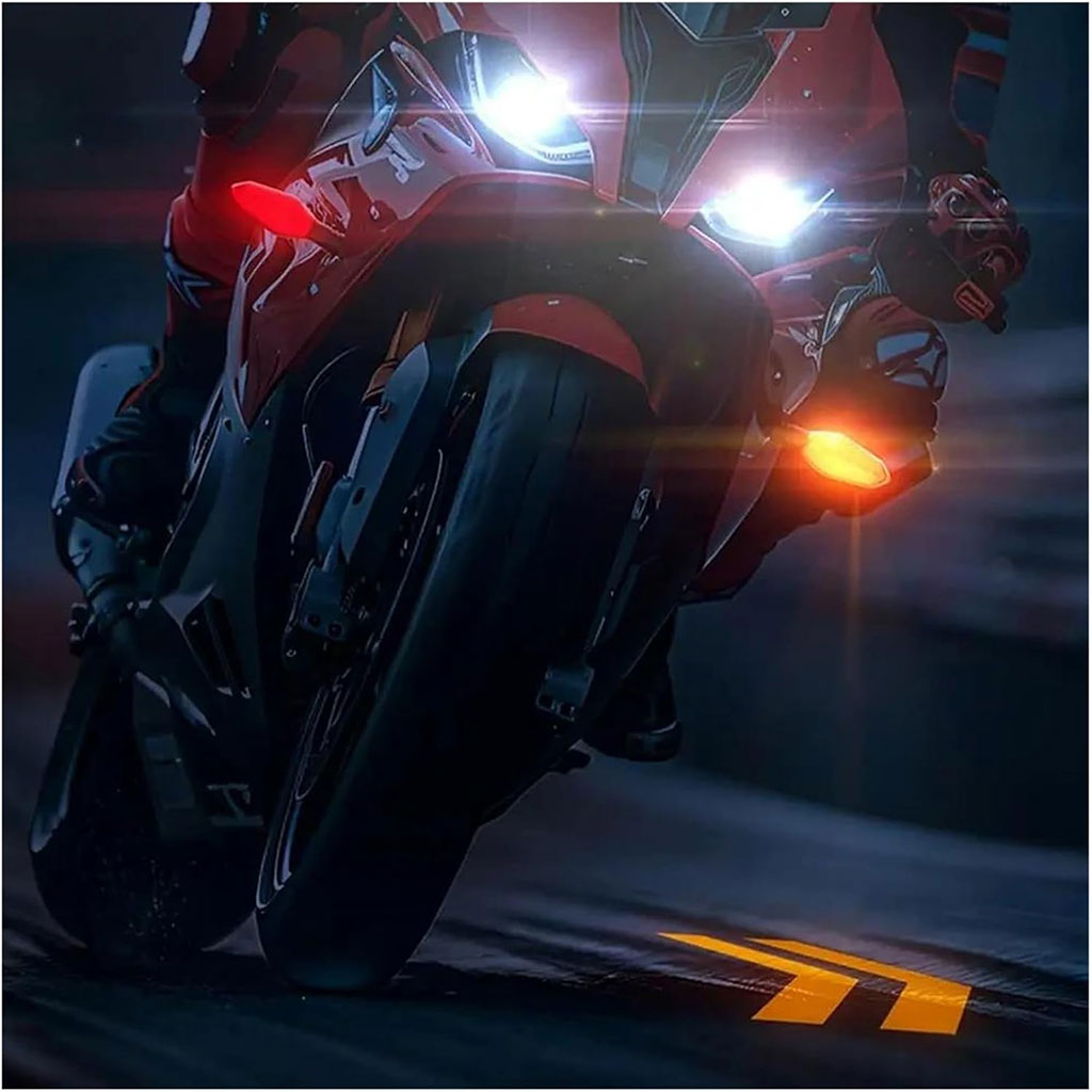 Clignotants LED pour moto avec Projection couleur et 27 modes de Signal – إشارة دراجات نارية ملونة