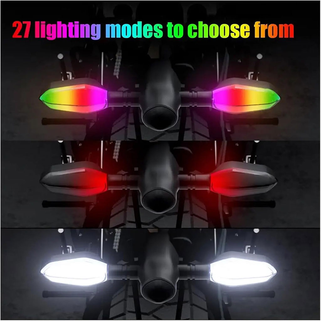Clignotants LED pour moto avec Projection couleur et 27 modes de Signal – إشارة دراجات نارية ملونة