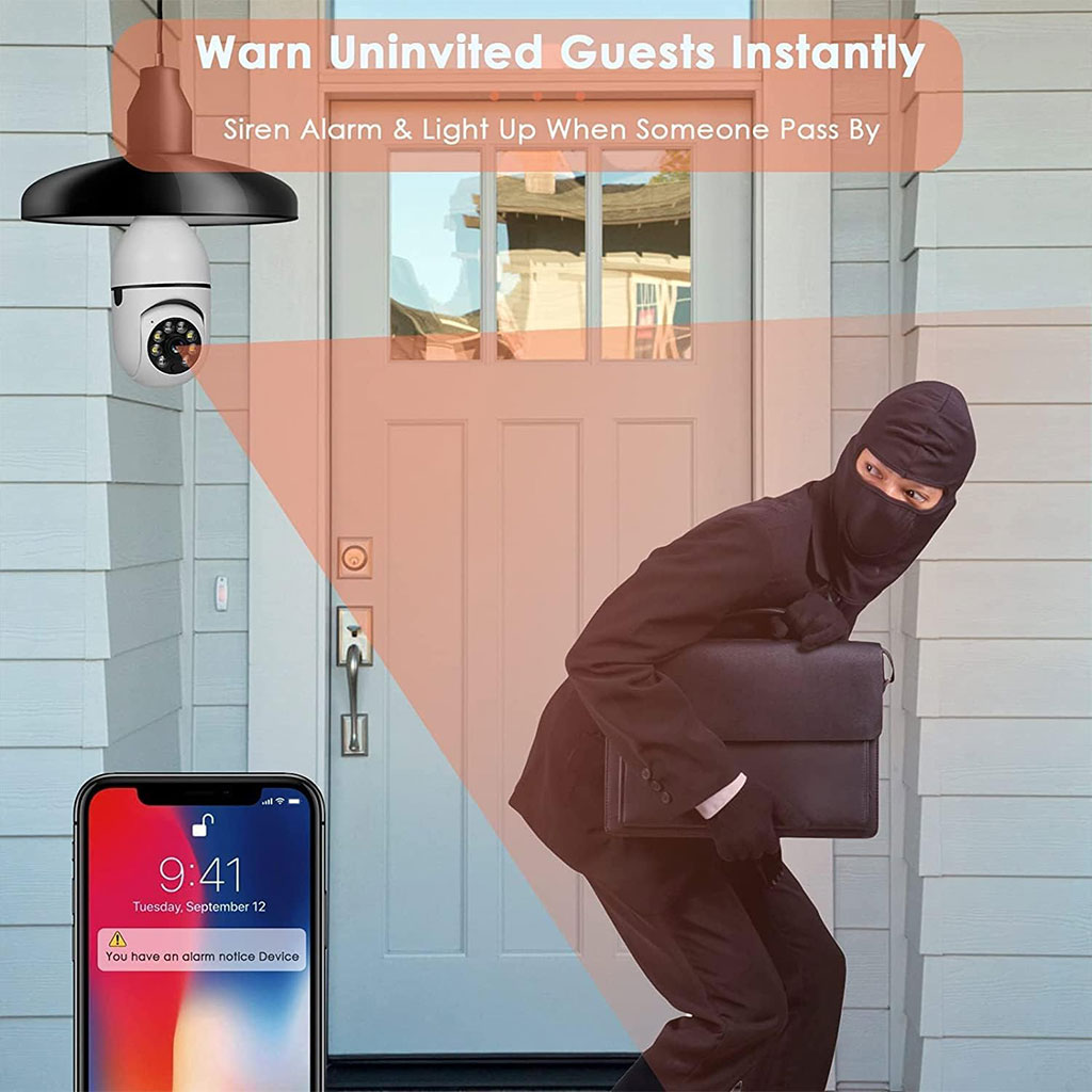 Caméra à ampoule Wi-Fi Vision Panoramique 1080p – كاميرة مراقبة وايفاي