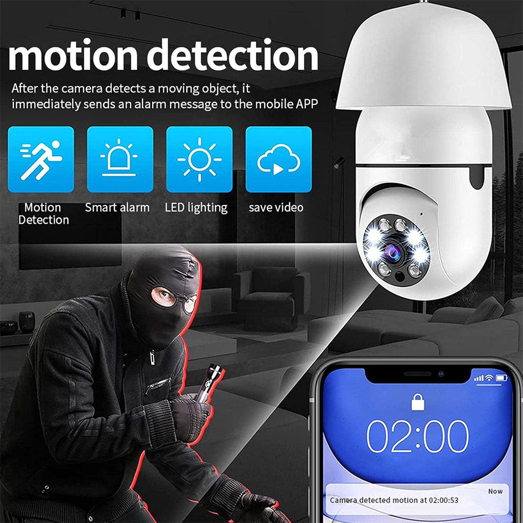 Caméra à ampoule Wi-Fi Vision Panoramique 1080p – كاميرة مراقبة وايفاي