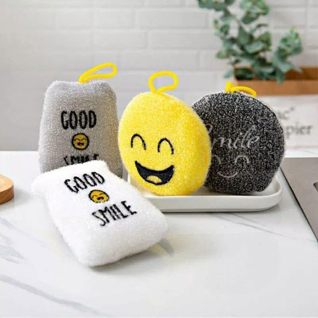 Pack 4Pcs Éponges de Vaisselle Smile pour un Nettoyage Efficace – طقم 4 قطع إسفنجات تنظيف الأواني