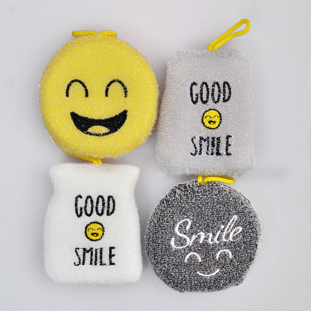 Pack 4Pcs Éponges de Vaisselle Smile pour un Nettoyage Efficace – طقم 4 قطع إسفنجات تنظيف الأواني