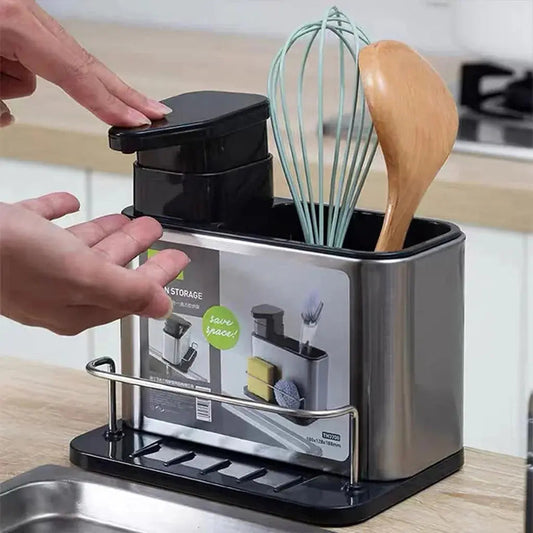 Distributeur de savon et organisateur d’accessoires pour cuisine – موزع صابون ومنظم أدوات المطبخ 2في1 - تنزوت