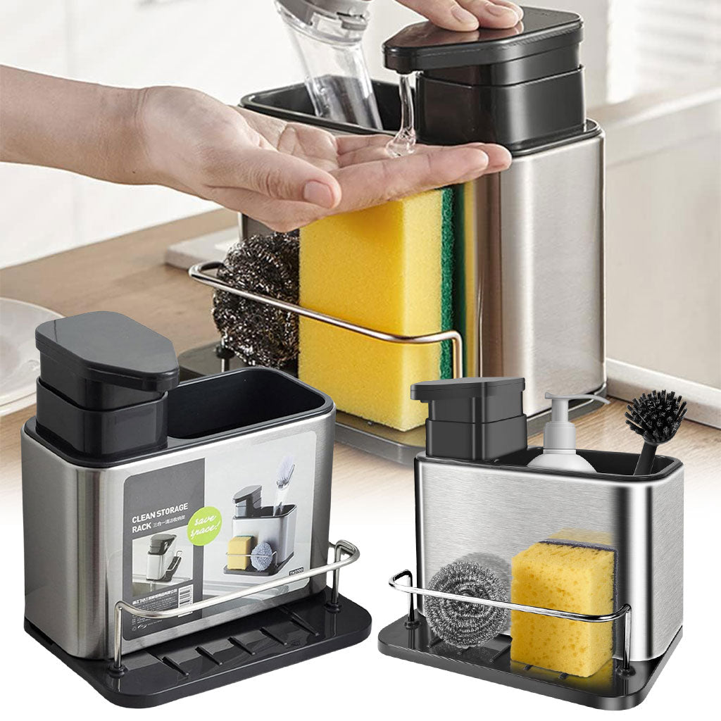 Distributeur de savon et organisateur d’accessoires pour cuisine – موزع صابون ومنظم أدوات المطبخ 2في1 تنزوت