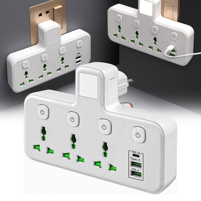Multiprise Murale LED avec 2 ports USB-A et 1 port USB-C (charge rapide) – مقبس طاقة مقبس طاقة مع منافذ شحن تنزوت