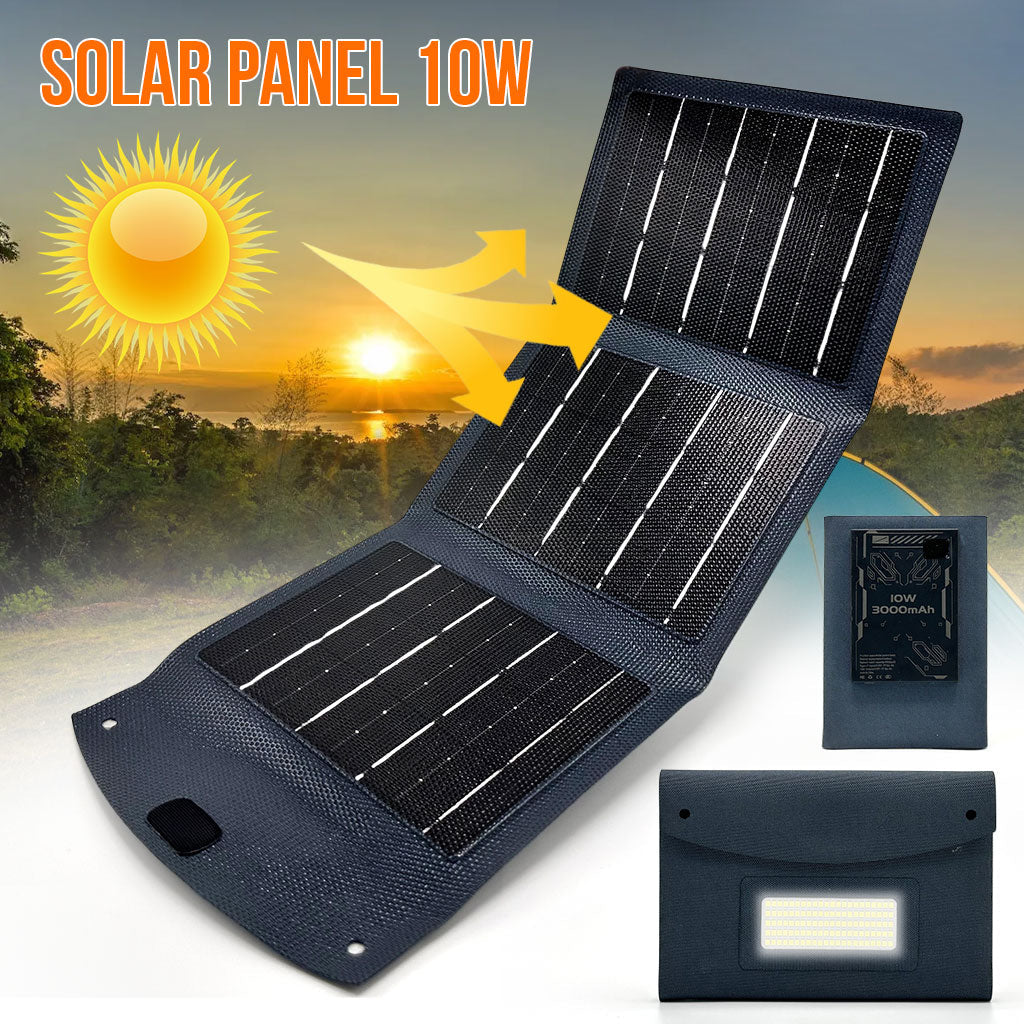 Panneau solaire USB pliable et portable capacité 3000mAh 10W – وحدة طاقة تشحن بالطاقة الشمسية - تنزوت