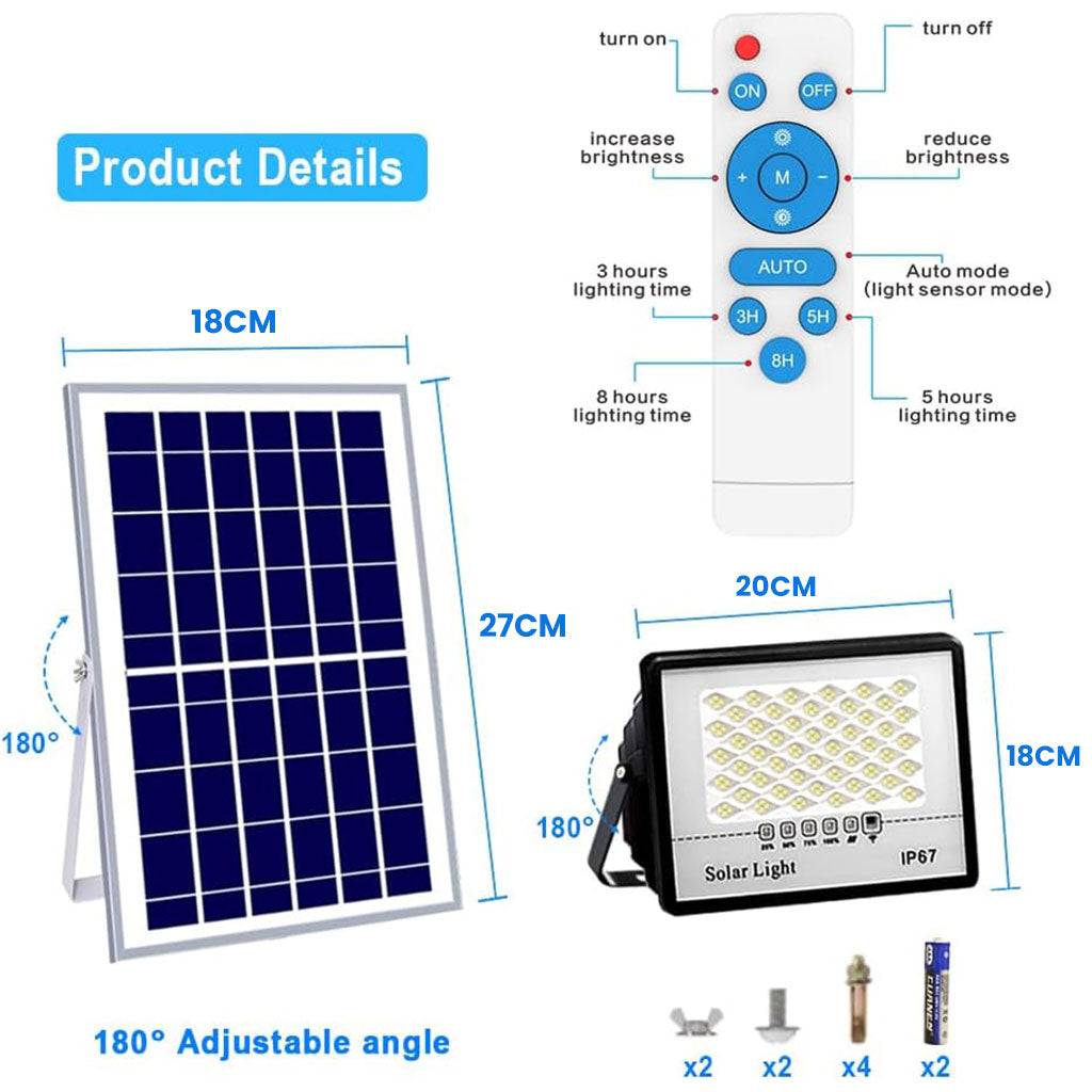 Lampadaire d’extérieur avec panneau solaire 60W étanches IP67 – مصباح خارج يعمل بالطاقة الشمسية