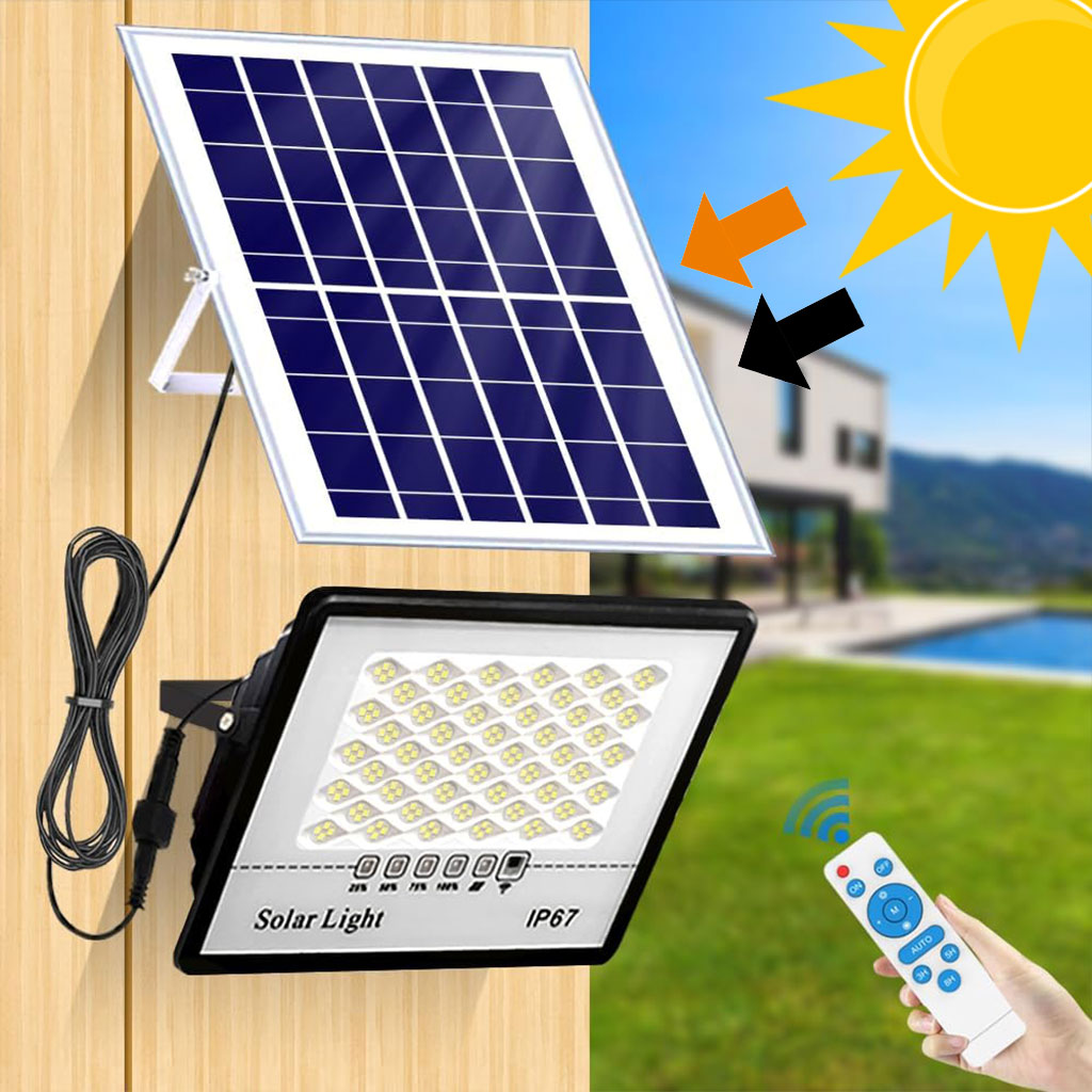 Lampadaire d’extérieur avec panneau solaire 60W étanches IP67 – مصباح خارج يعمل بالطاقة الشمسية تنزوت