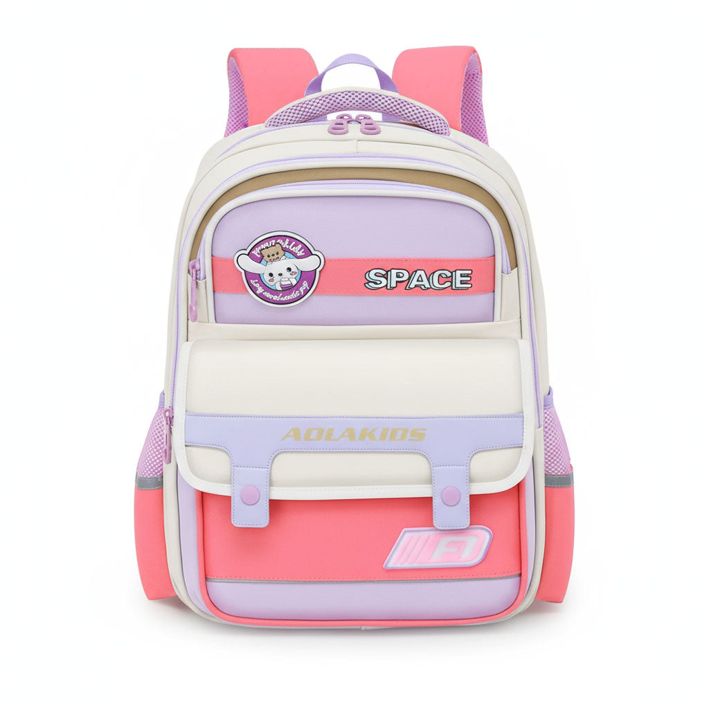 Sac à Dos Enfant Space Design Ludique Multi-Poches Rose – حقيبة مدرسية للأطفال لون وردي تنزوت
