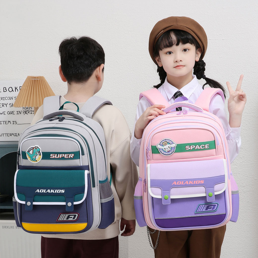 Sac à Dos Enfant Space Design Ludique Multi-Poches Mauve – حقيبة مدرسية للأطفال لون بنفسجي