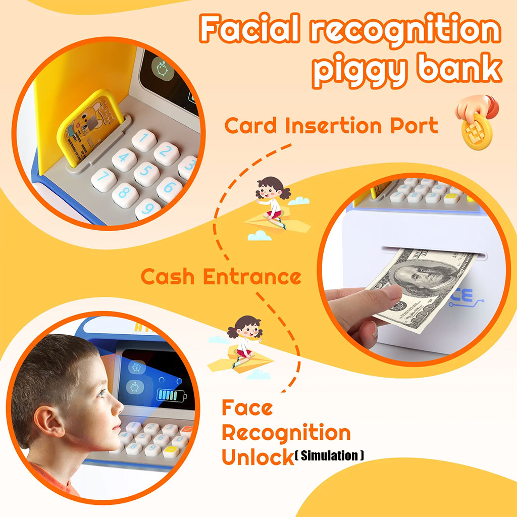 Tirelire avec carte bancaire personnelle pour enfants – حصالة أموال للأطفال
