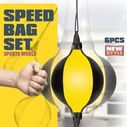Ensemble Sac de Boxe Speed Bag SET 6Pcs pour l’entrainement à domicile – طقم كرة البوكس قابلة للإرتداد