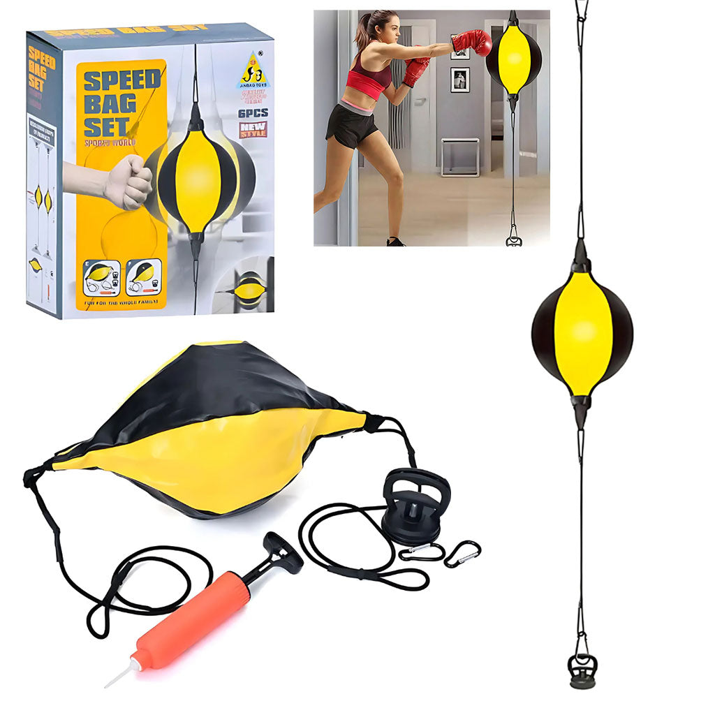 Ensemble Sac de Boxe Speed Bag SET 6Pcs pour l’entrainement à domicile – طقم كرة البوكس قابلة للإرتداد - تنزوت