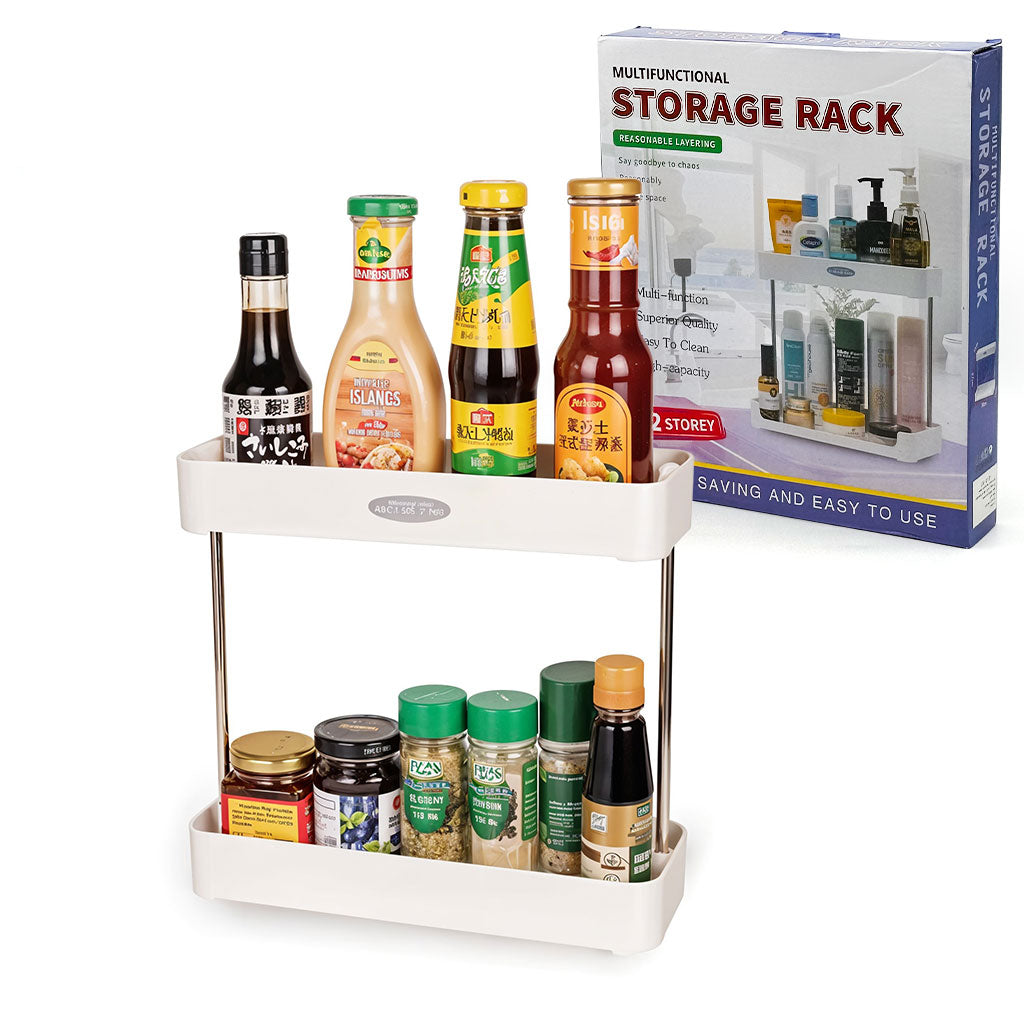 étagères de rangement pour cuisine et salle de bain 2 étages - منظم أغراض في الحمام أو المطبخ تنزوت