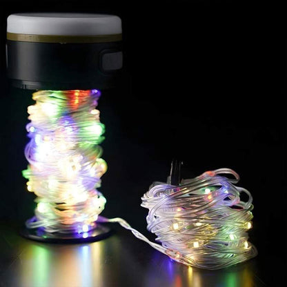 Lampe de Camping Enroulable avec Guirlande Lumineuse 10m – مصباح تخييم محمول وقابل للشحن