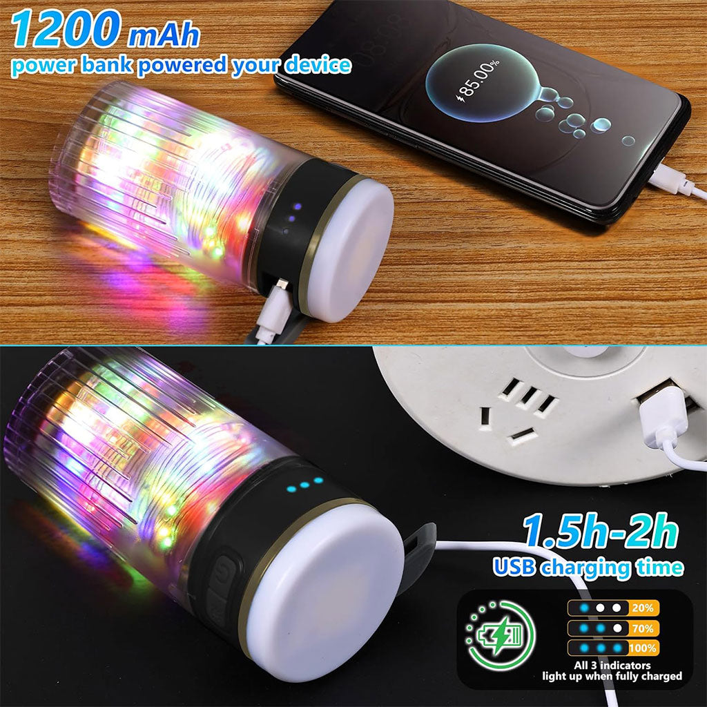 Lampe de Camping Enroulable avec Guirlande Lumineuse 10m – مصباح تخييم محمول وقابل للشحن