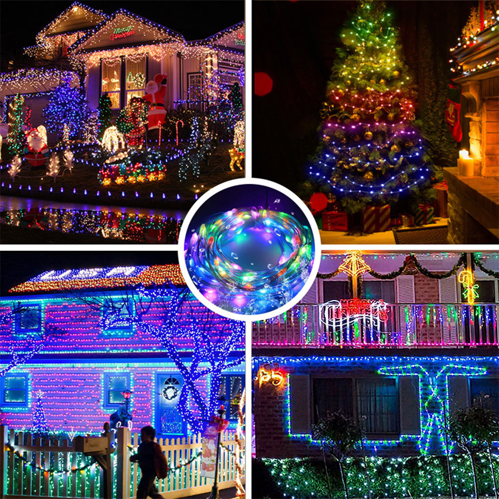 Guirlande lumineuse d'extérieur 100 LED multicolore 10 m RGB synchronisation de musique