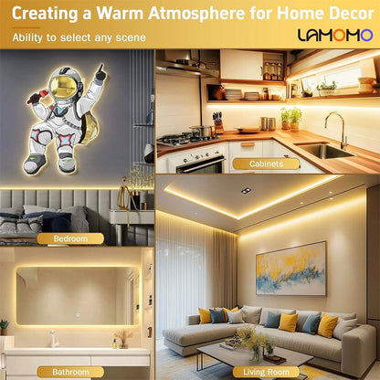 Bande LED lumineuse à détecteur de mouvement pour lit 3000K lumière chaude App Control