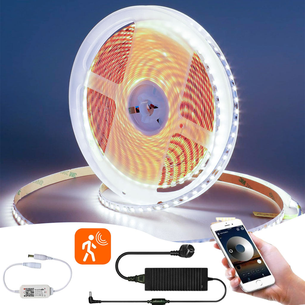 Bande LED lumineuse à détecteur de mouvement pour lit 4000K lumière blanc App Control - تنزوت