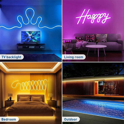 Bande lumineuse néon RGB 3M Flexible et étanche avec télécommande APP Control