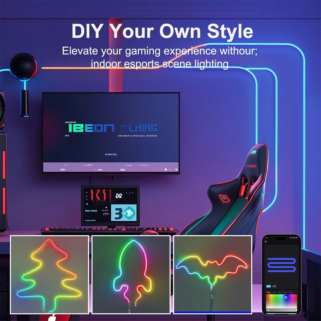 Bande lumineuse néon RGB 3M Flexible et étanche avec télécommande APP Control