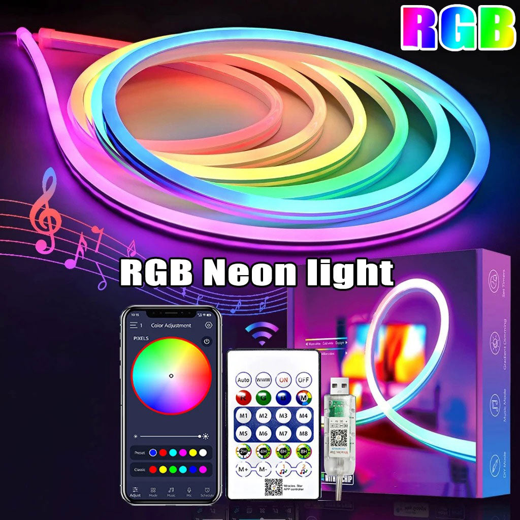Bande lumineuse néon RGB 3M Flexible et étanche avec télécommande APP Control