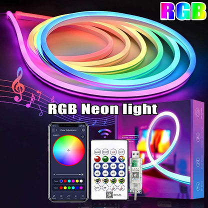 Bande lumineuse néon RGB 3M Flexible et étanche avec télécommande APP Control