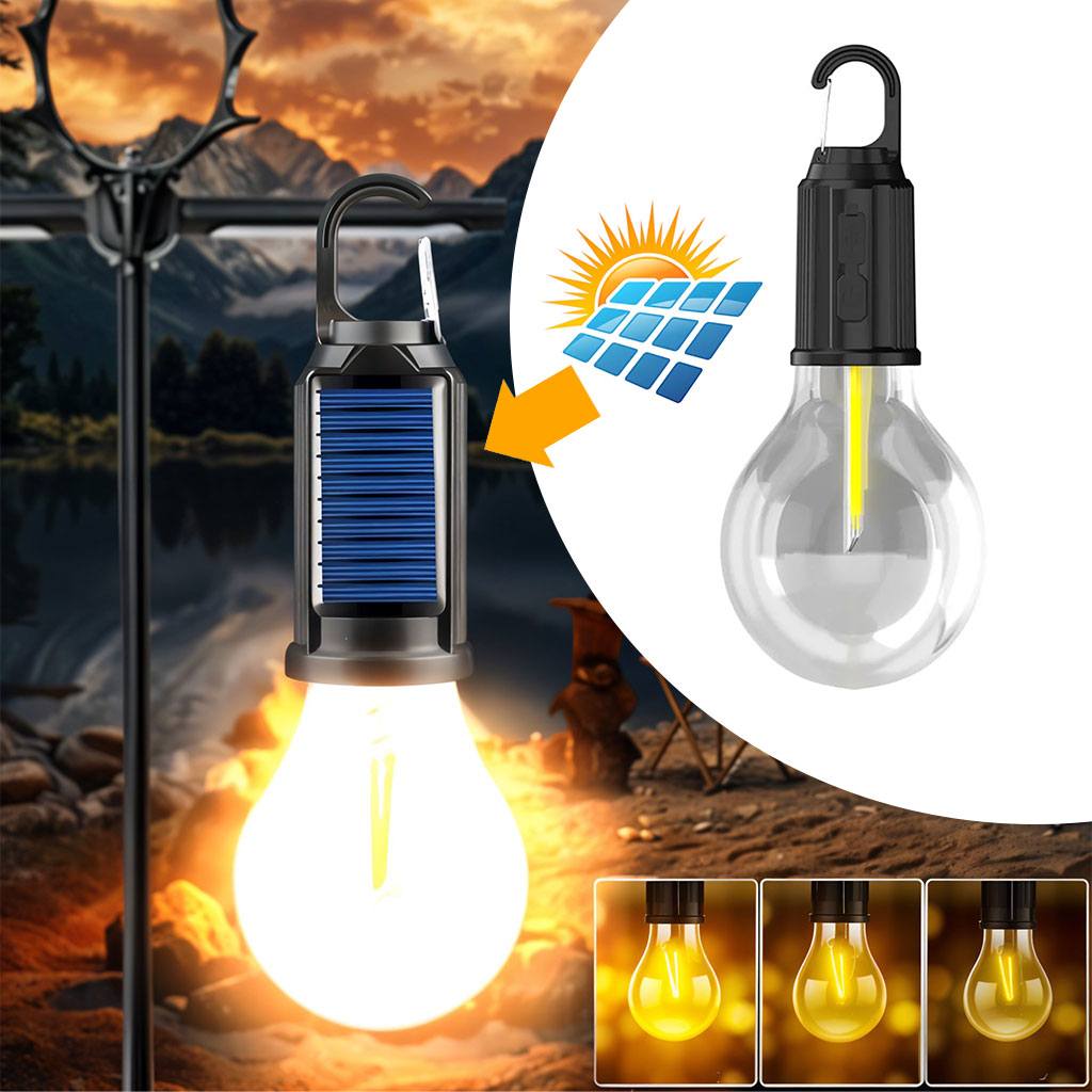 Lampe de Camping Solaire étanche et Rechargeable 3 modes d’éclairage T01-B – مصباح محمول بالطاقة الشمسية تنزوت