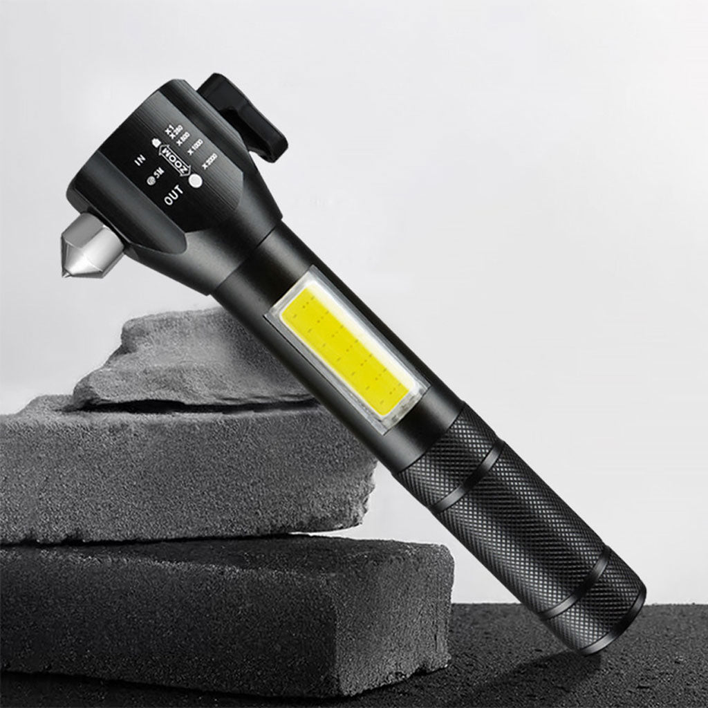 Lampe de poche rechargeable à LED avec brise vitre intégré - 300 Lumens