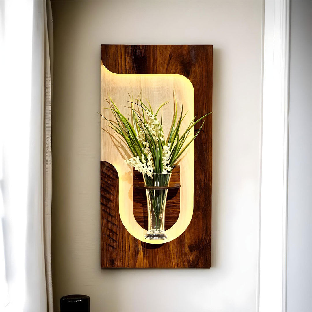 Panneau Mural Décoratif avec Éclairage LED Design Moderne en Bois V2 - تنزوت