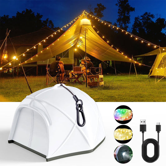 Guirlande lumineuse LED en forme de tente portable rechargeable pour camping – مصباح تخييم على شكل خيمة تنزوت