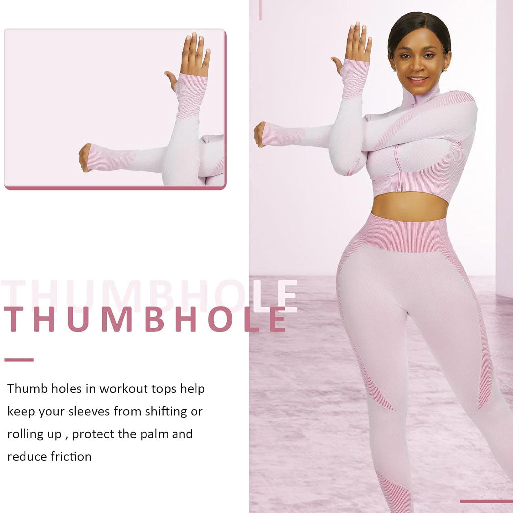 Ensembles d'entraînement pour femmes - Tenue de gymnastique sans couture à 2 pièces Rose
