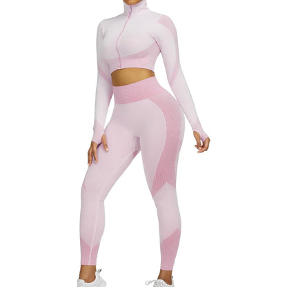 Ensembles d'entraînement pour femmes - Tenue de gymnastique sans couture à 2 pièces Rose