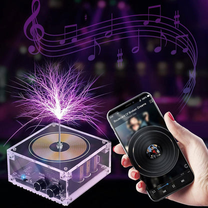 Bluetooth Mini Music Tesla Coil Kit,10 Cm Solid State Touchable Artificial Lightning