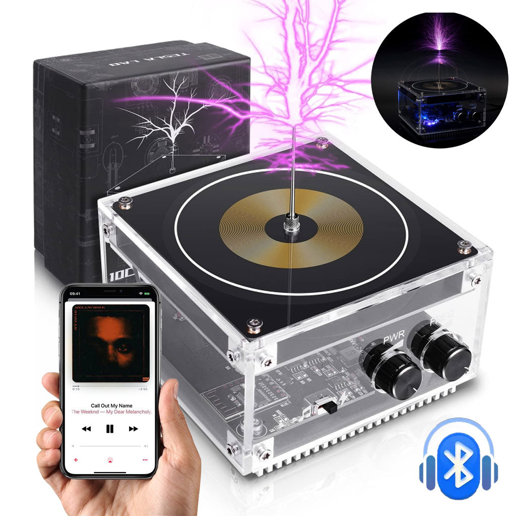 Bluetooth Mini Music Tesla Coil Kit,10 Cm Solid State Touchable Artificial Lightning - تنزوت