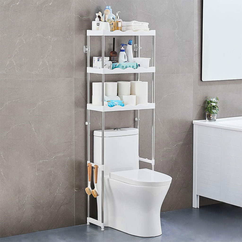 Étagère de salle de bain au-dessus des toilettes à 3 niveaux تنزوت