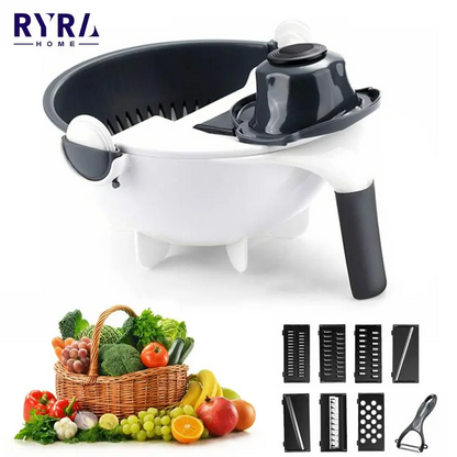 Pot Coupe-Légumes 9in1 Multifonction Avec Panier De Vidange + Éplucheur V2 تنزوت