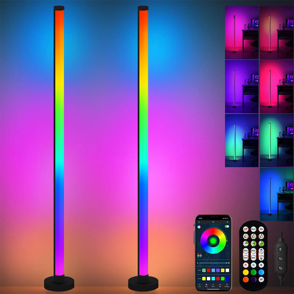 Lampadaire d’Angle LED RGB à Intensité Variable – مصباح ملون للديكور