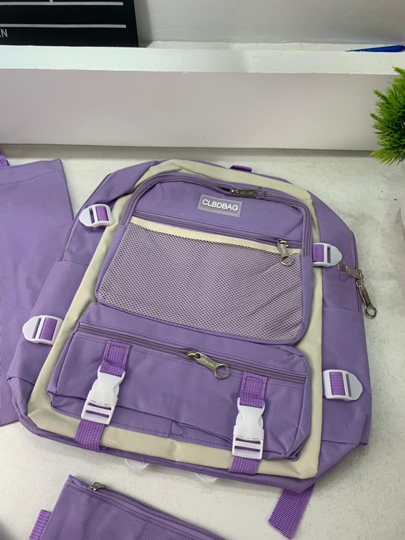 Ensemble de sacs d’école Kawai pour adolescents 4Pcs V3 CLBD Mauve – محفظة 4 قطع كاواي بنفسجي