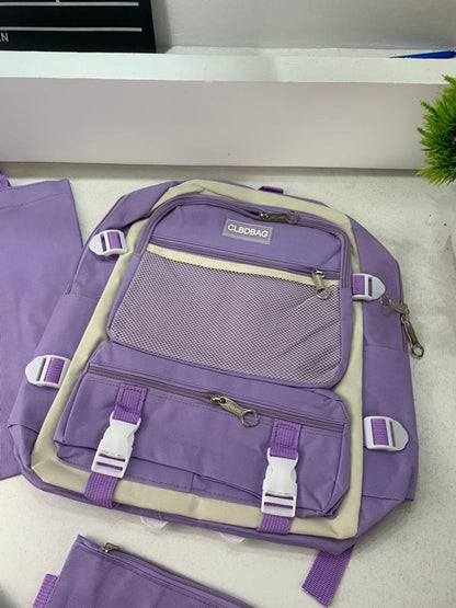 Ensemble de sacs d’école Kawai pour adolescents 4Pcs V3 CLBD Mauve – محفظة 4 قطع كاواي بنفسجي