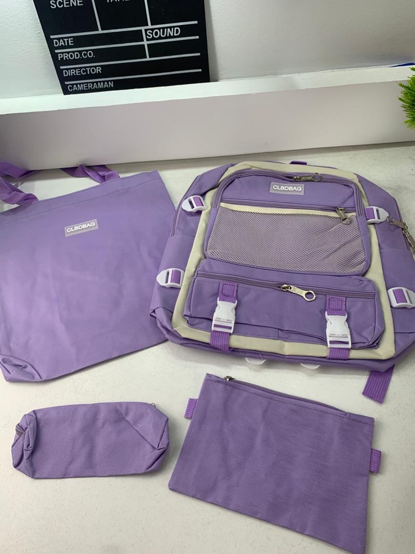 Ensemble de sacs d’école Kawai pour adolescents 4Pcs V3 CLBD Mauve – محفظة 4 قطع كاواي بنفسجي