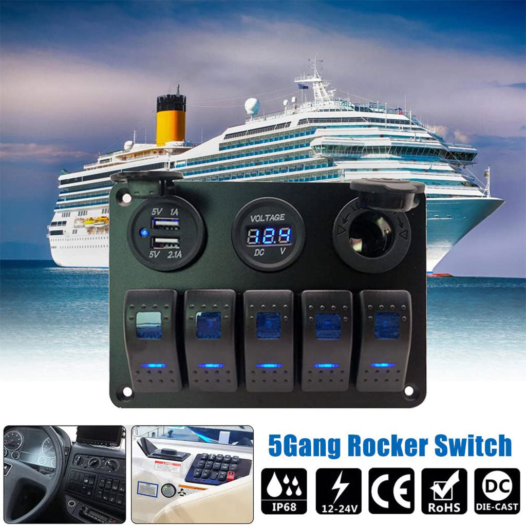 Panneau de commande 12 V pour Bateau avec Affichage de Voltage – لوحة تحكم