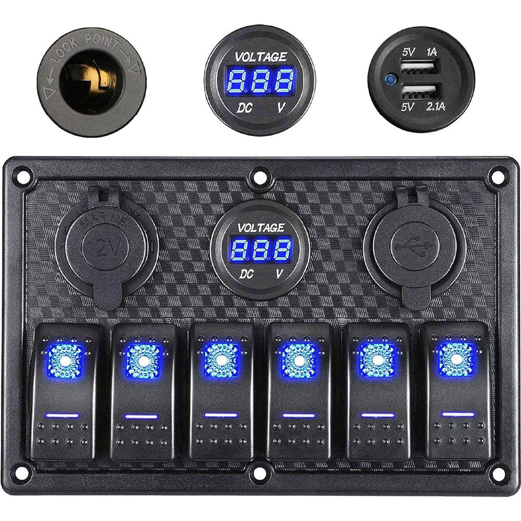 Panneau de commande 12 V pour Bateau avec Affichage de Voltage – لوحة تحكم