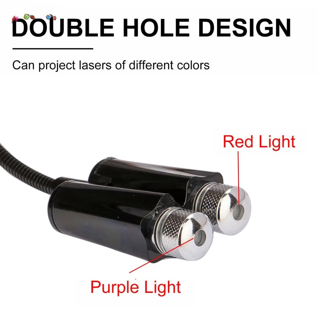 Double Projecteur Étoilé LED pour Intérieur de Voiture USB – إضاءة سقف السيارة