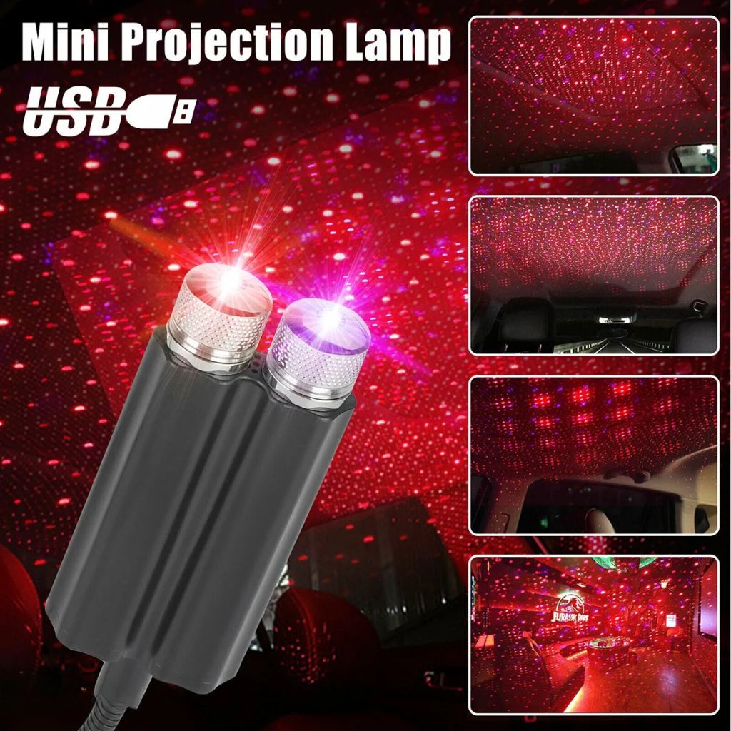 Double Projecteur Étoilé LED pour Intérieur de Voiture USB – إضاءة سقف السيارة