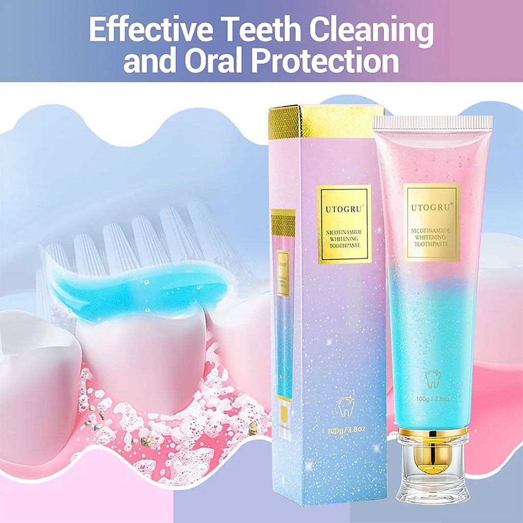 Dentifrice blanchissant à la niacinamide UTOGRU Triple action blanchissante – معجون تبييض الأسنان