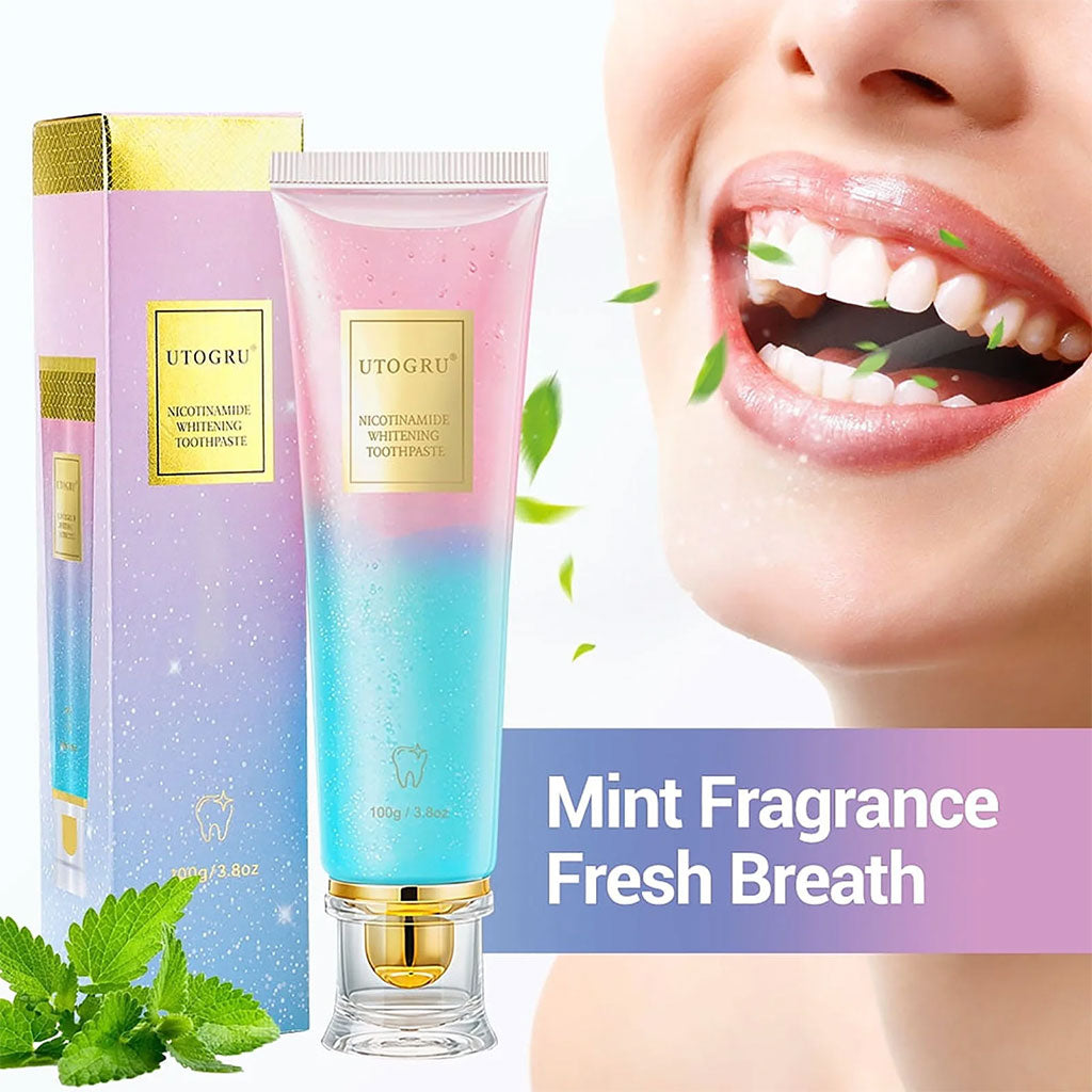 Dentifrice blanchissant à la niacinamide UTOGRU Triple action blanchissante – معجون تبييض الأسنان